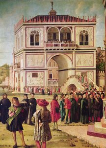 El regreso de los embajadores ingleses, del Ciclo de Santa Úrsula (detalle)